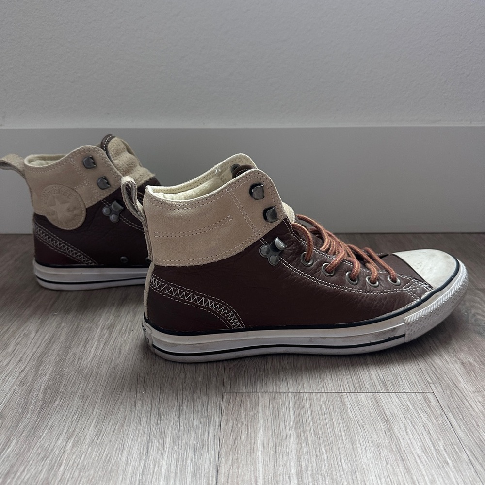 Converse Brown and Cream High-Top Sneakers